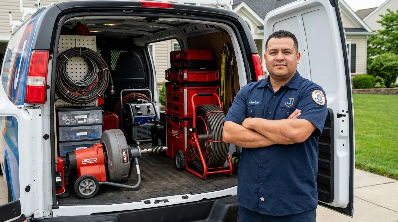 Professional drain cleaning equipment and Johns Plumbing LLC plumber in Plaquemine