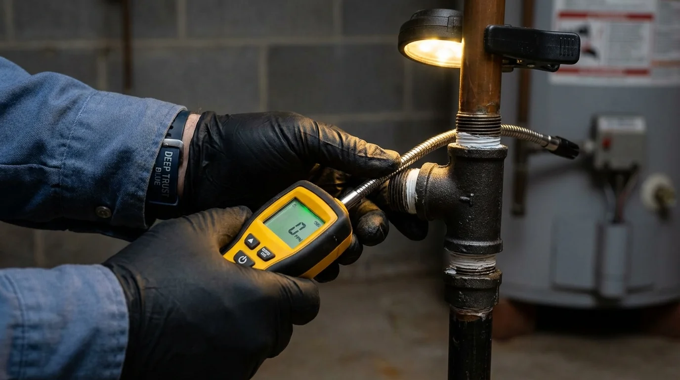 Gas leak detection with electronic sniffer by Johns Plumbing LLC in Plaquemine