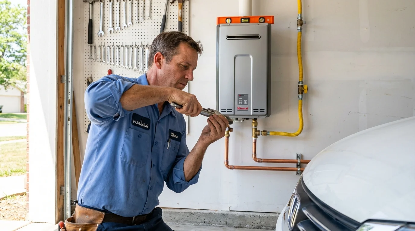 Tankless water heater installation by a Johns Plumbing LLC plumber in Plaquemine